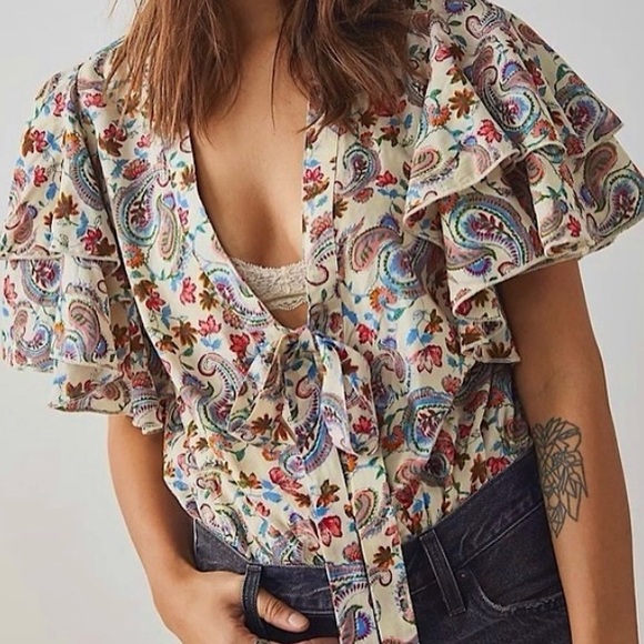 Free People Intimately XS Bodysuit Floral Print “Call Me Later” - Picture 2 of 10